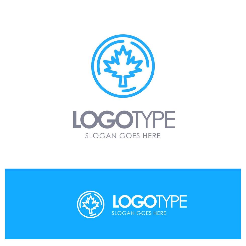 Herbst Kanada Blatt Maple Blue Outline Logo mit Platz für Slogan vektor