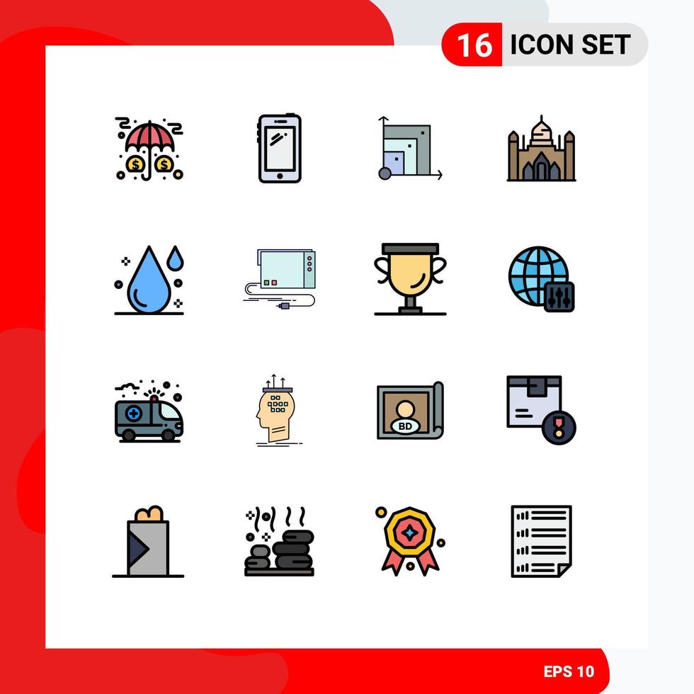16 universell platt Färg fylld linje tecken symboler av lalbagh bangladesh huawei aurangabad fort skalabel systemet redigerbar kreativ vektor design element