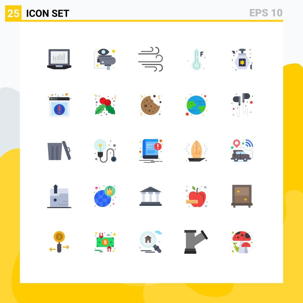 grupp av 25 platt färger tecken och symboler för information natt riktning parfym temperatur redigerbar vektor design element