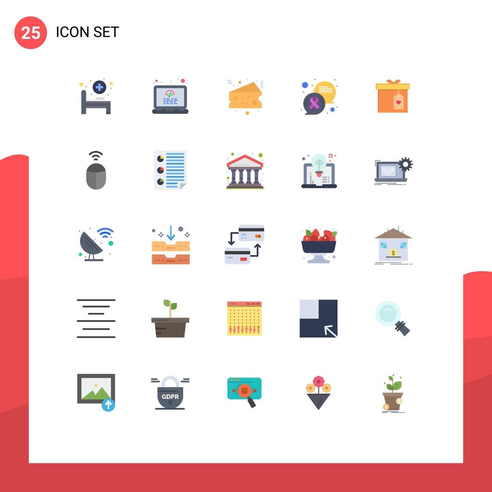 uppsättning av 25 modern ui ikoner symboler tecken för surprize gåva låda ost cancer tecken kommunikation redigerbar vektor design element
