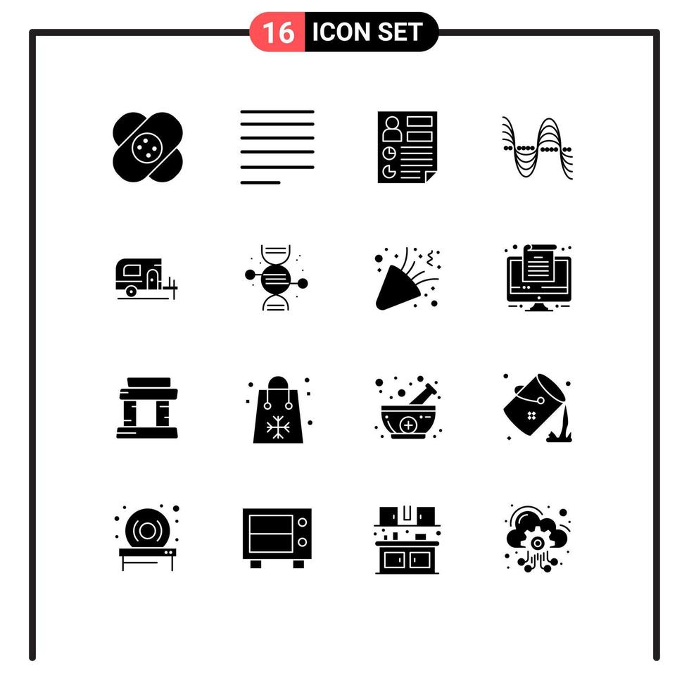 16 tematiska vektor fast glyfer och redigerbar symboler av bil tryck data kasta frekvens redigerbar vektor design element
