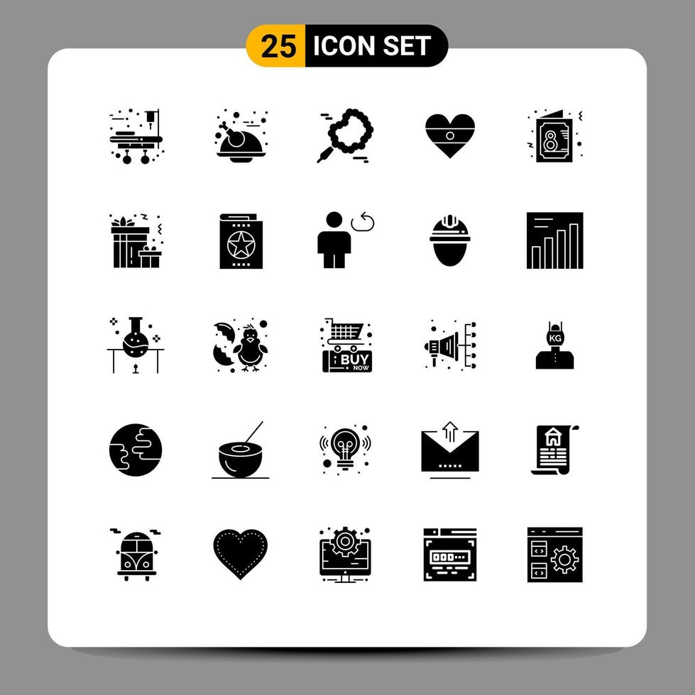 Stock Vector Icon Pack mit 25 Linienzeichen und Symbolen für Einladungstag Gebetskarte Herz editierbare Vektordesign-Elemente