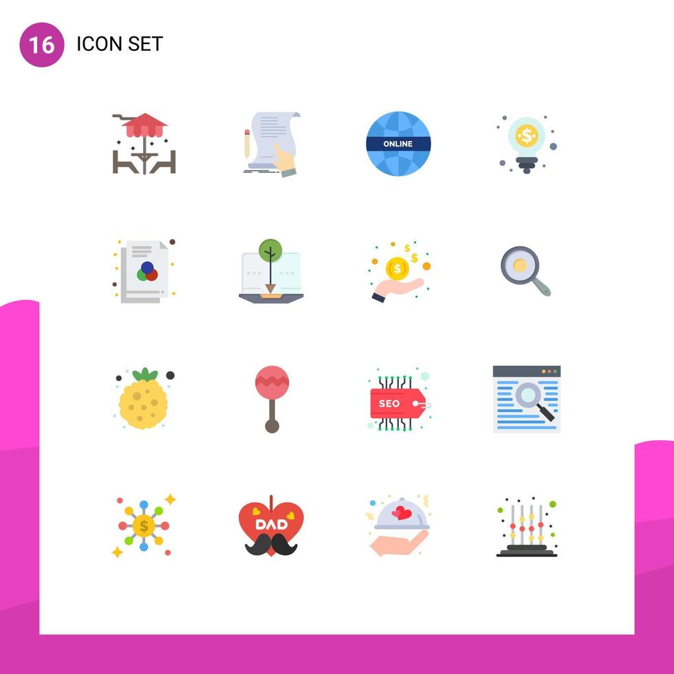 uppsättning av 16 modern ui ikoner symboler tecken för handla dollar avtal Glödlampa uppkopplad redigerbar packa av kreativ vektor design element