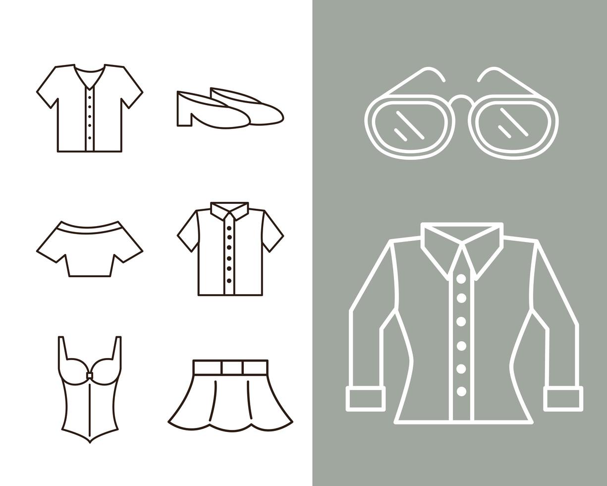 Unisex Kleidung und Accessoires einfaches Icon Set vektor