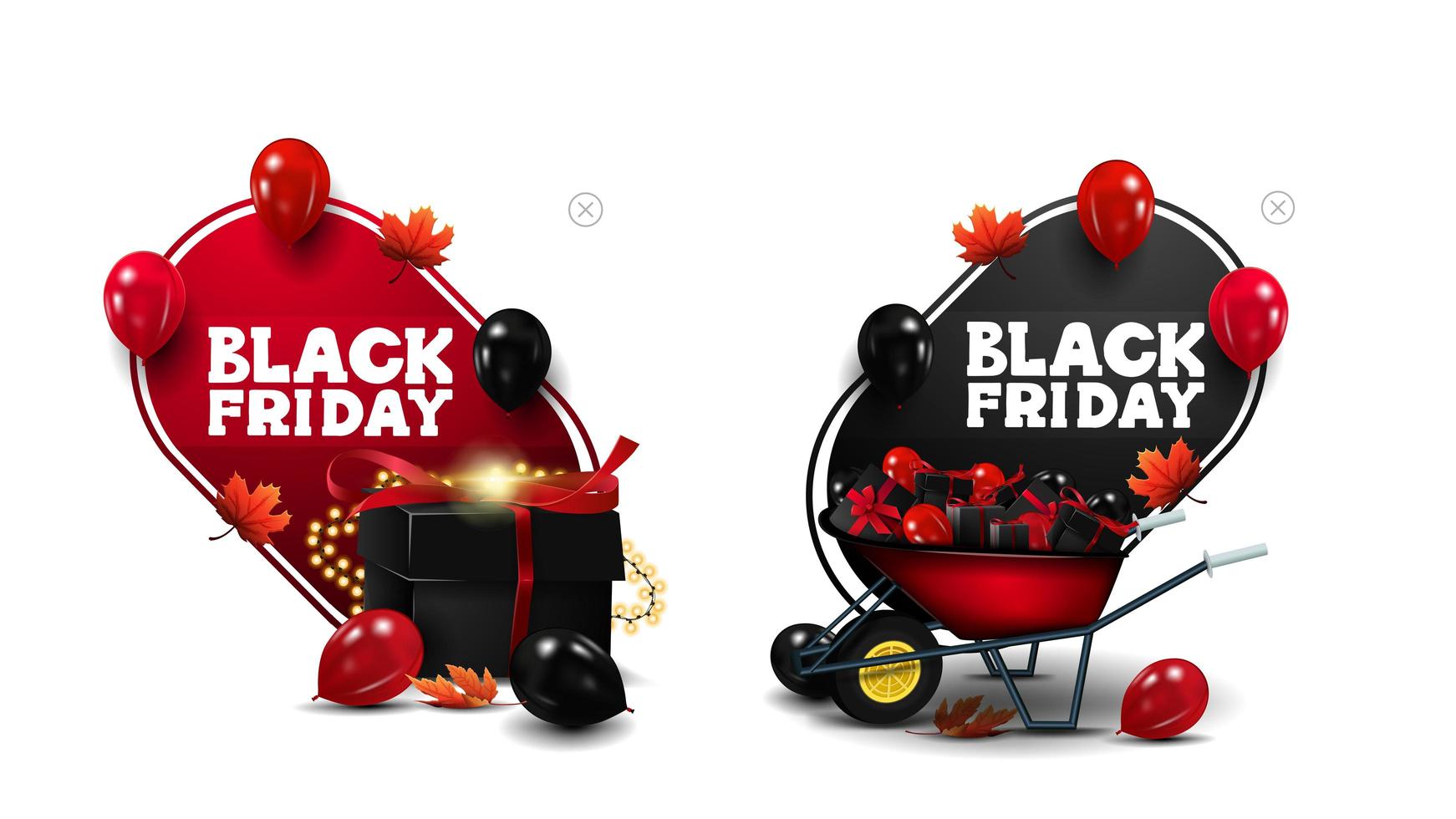 schwarzer Freitag Verkauf, rote und schwarze Rabattbanner vektor