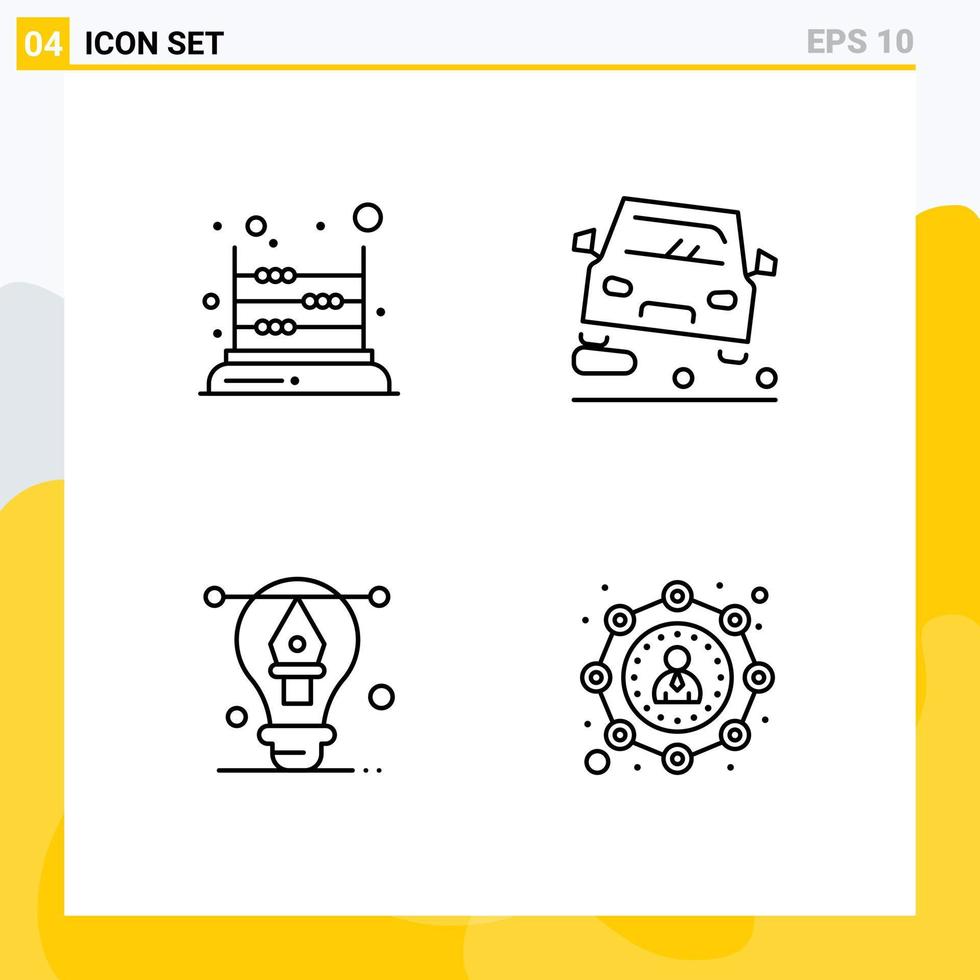 4 universelle Filledline-Flachfarben für Web- und mobile Anwendungen Spielbirne Mathematik Autodesign editierbare Vektordesignelemente vektor