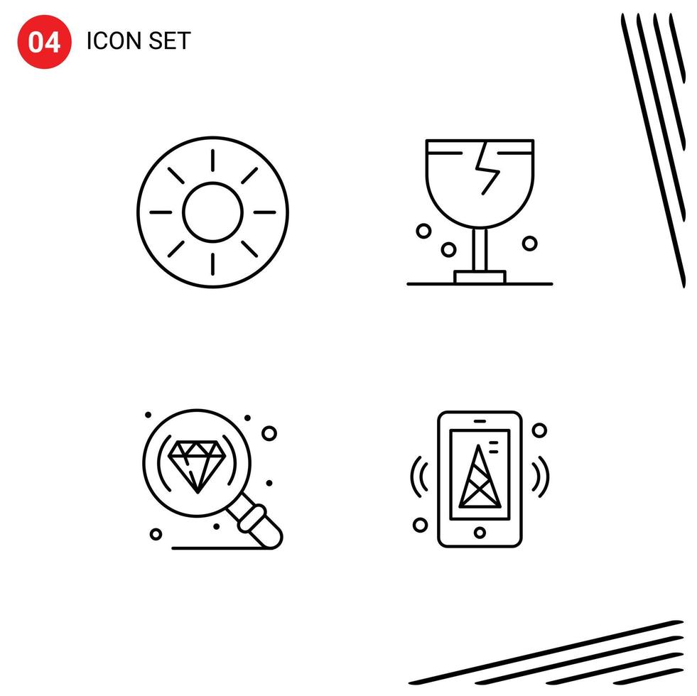 uppsättning av 4 modern ui ikoner symboler tecken för frukt frakt kiwi leverans Smycken redigerbar vektor design element