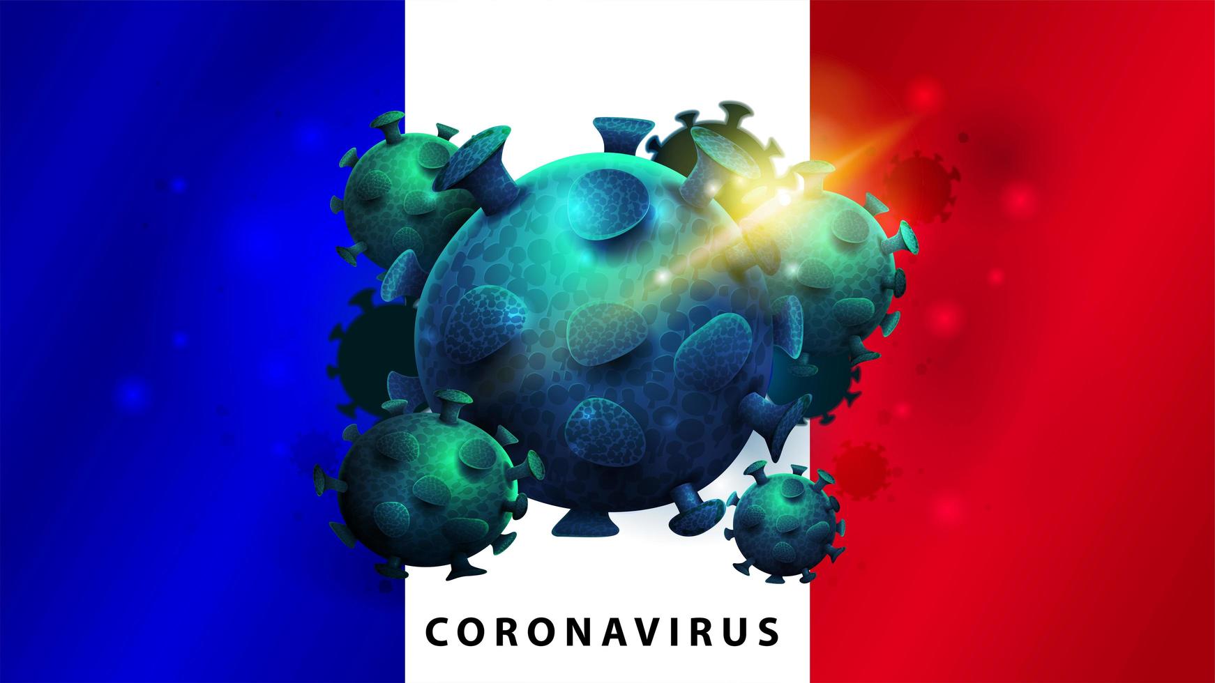 Zeichen des Coronavirus covid-2019 auf Frankreich Flagge vektor