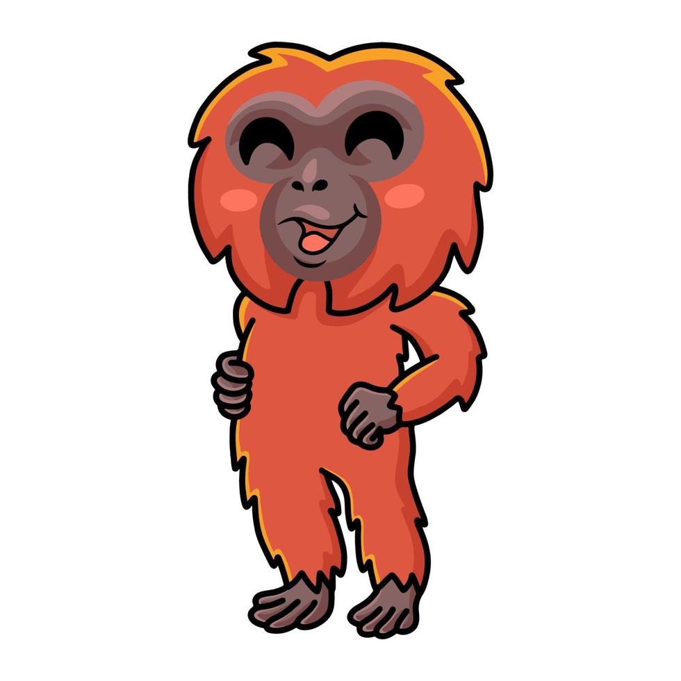 söt liten orangutang tecknad serie stående vektor