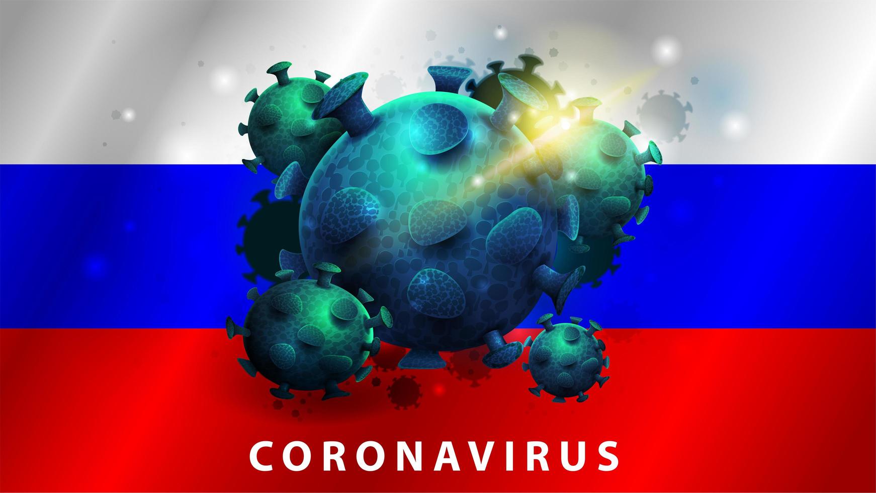 Zeichen des Coronavirus covid-2019 auf russischer Flagge vektor