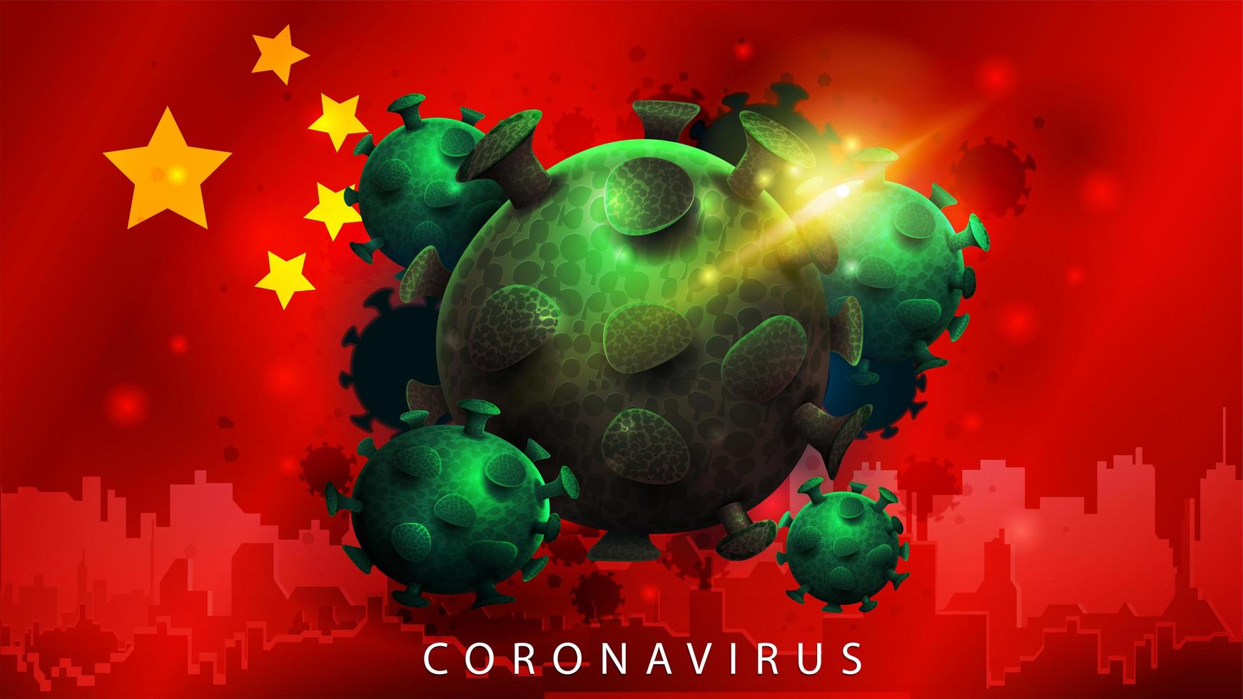 tecken på coronavirus covid-2019 på Kina flagga vektor