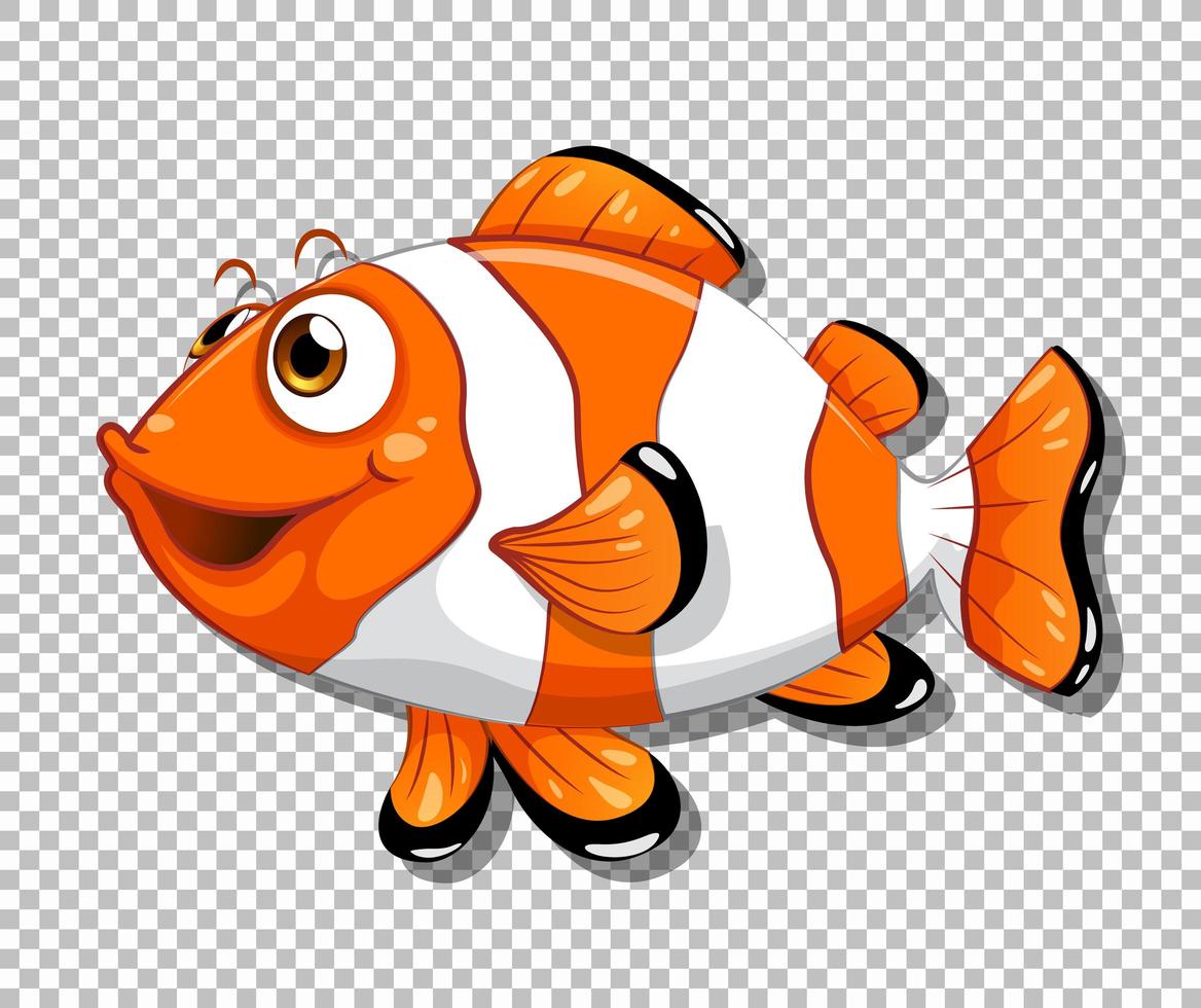 Clownfisch-Zeichentrickfigur auf transparentem Hintergrund vektor