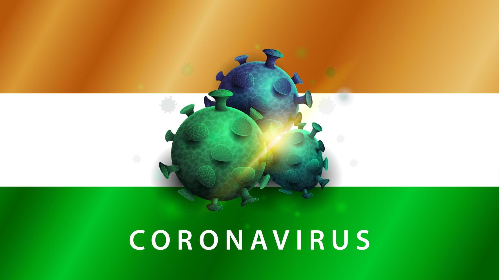 tecken på coronavirus covid-2019 på Indias flagga vektor