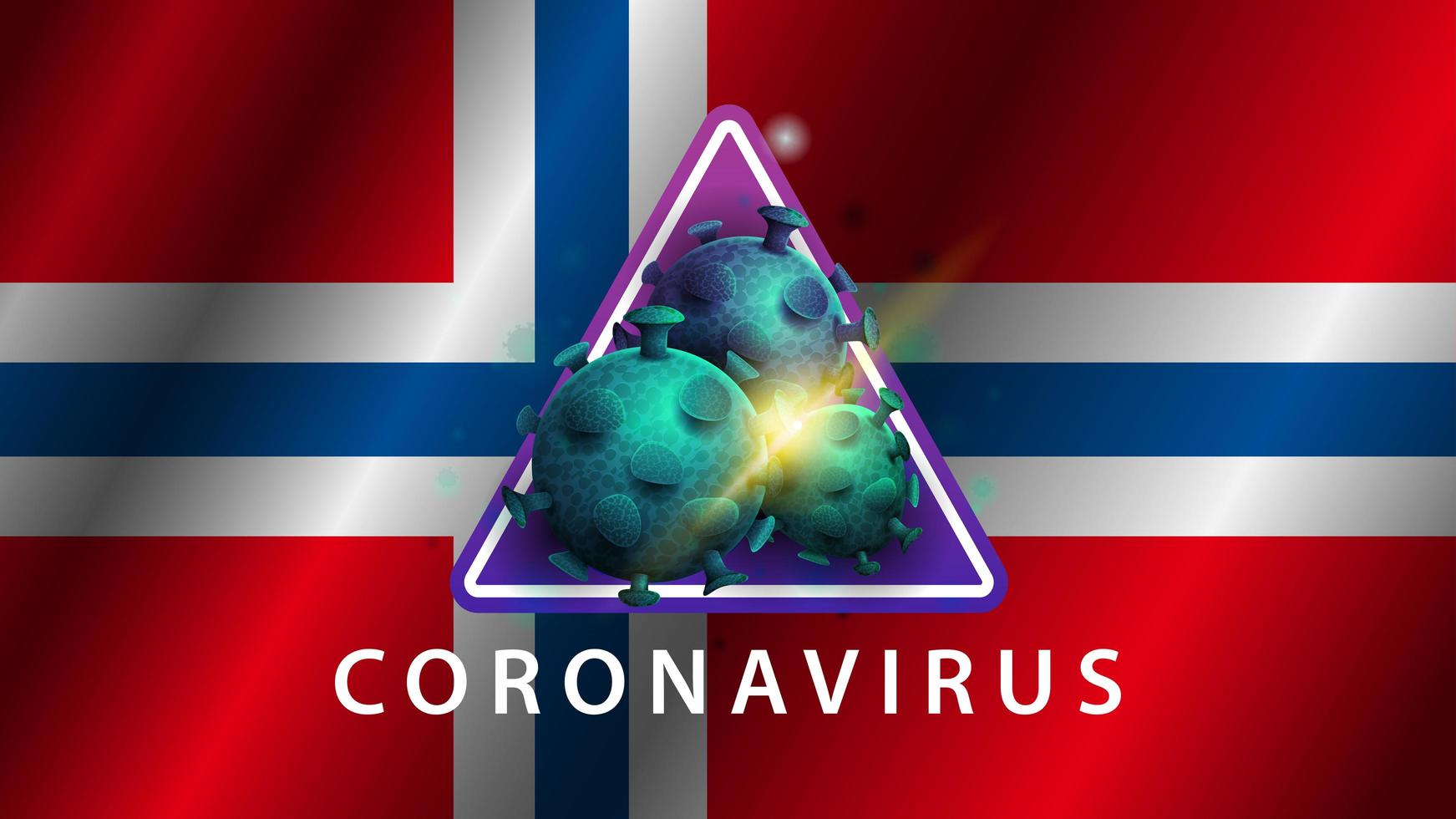 Zeichen des Coronavirus covid-2019 auf norwegischer Flagge vektor