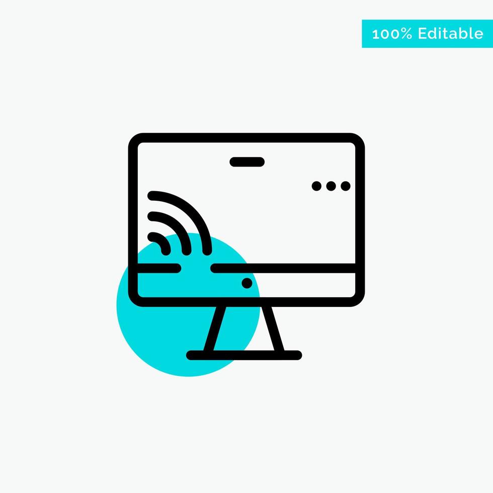 bildschirm monitor wifi türkis markieren kreis punkt vektor symbol
