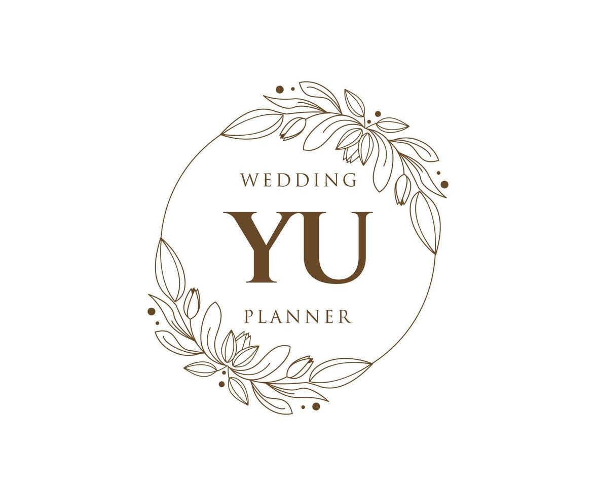 yu initialen brief hochzeitsmonogramm logos sammlung, handgezeichnete moderne minimalistische und florale vorlagen für einladungskarten, save the date, elegante identität für restaurant, boutique, café im vektor