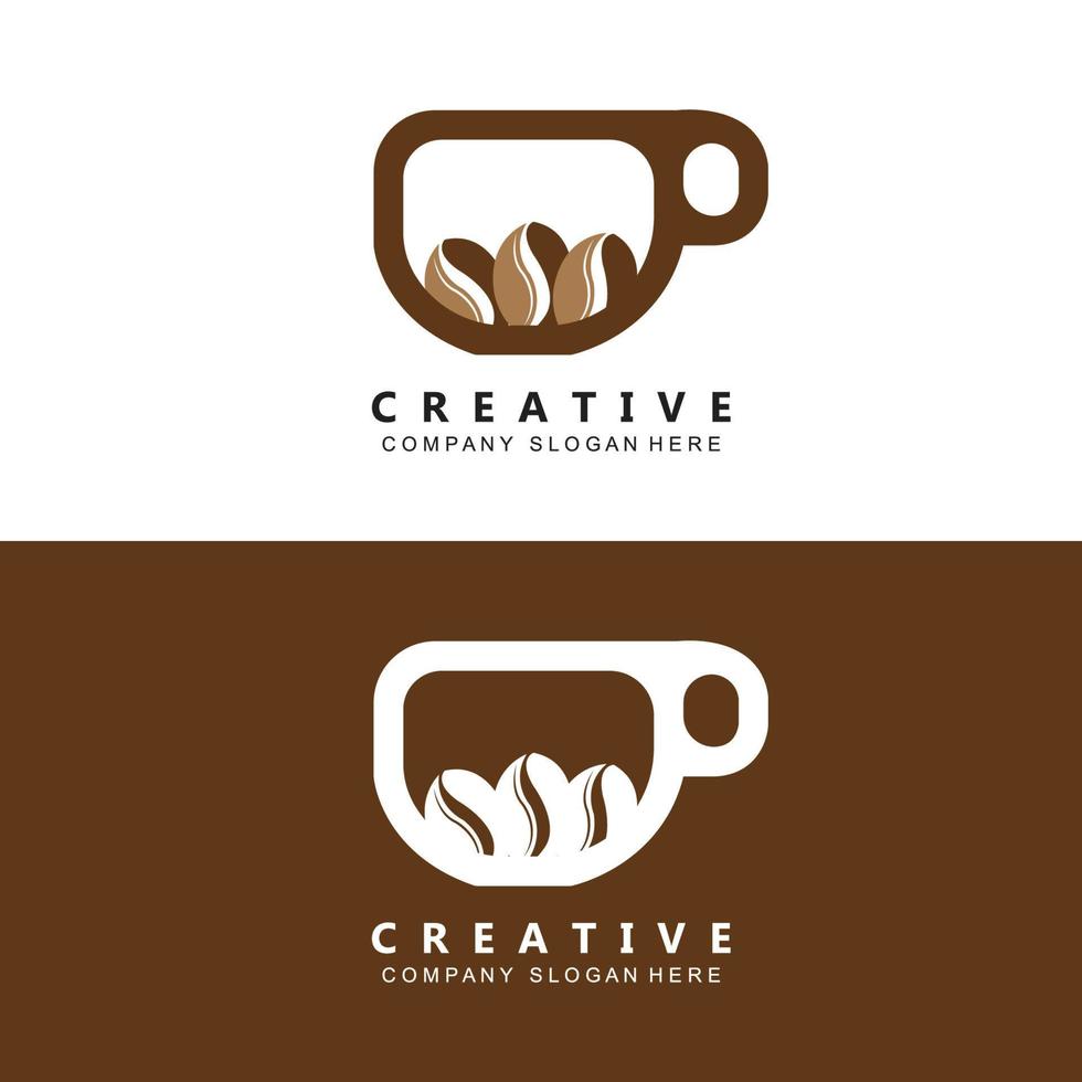 Kaffee-Logo-Vektor-Koffein-Getränk-Symbol mit kaffeebraunem Farbdesign für Restaurant, Café und Bar. vektor