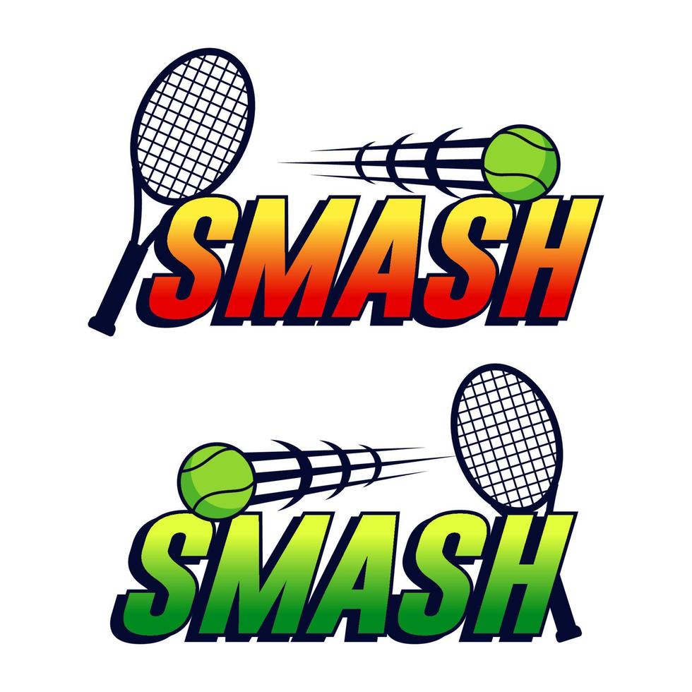 Smash im Tennissport mit Schläger- und Ballvektordesign vektor