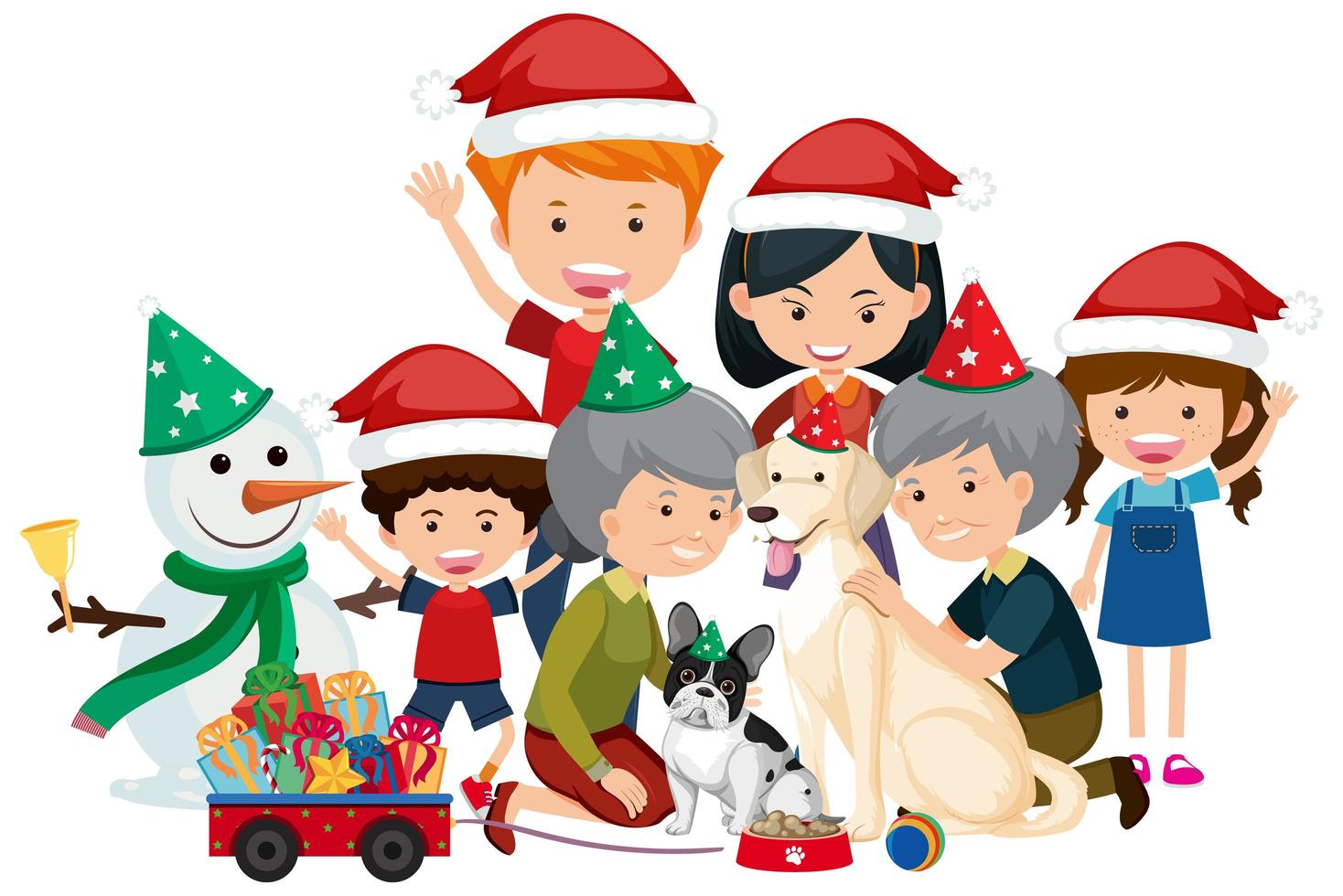 isolierte glückliche Familie, die Weihnachten feiert vektor