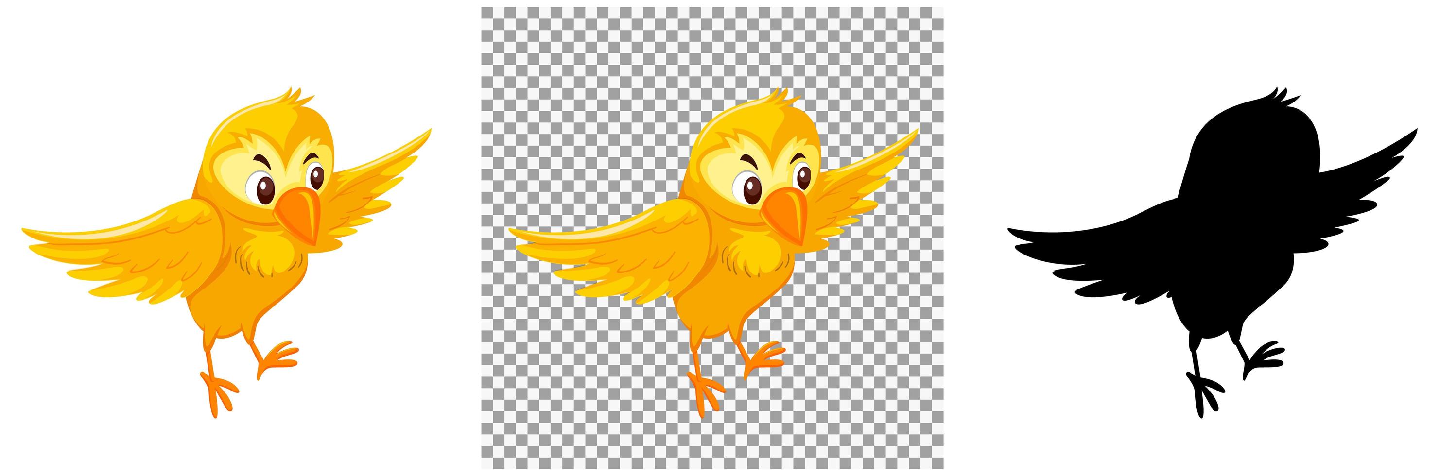 niedliche gelbe Vogel-Zeichentrickfigur vektor