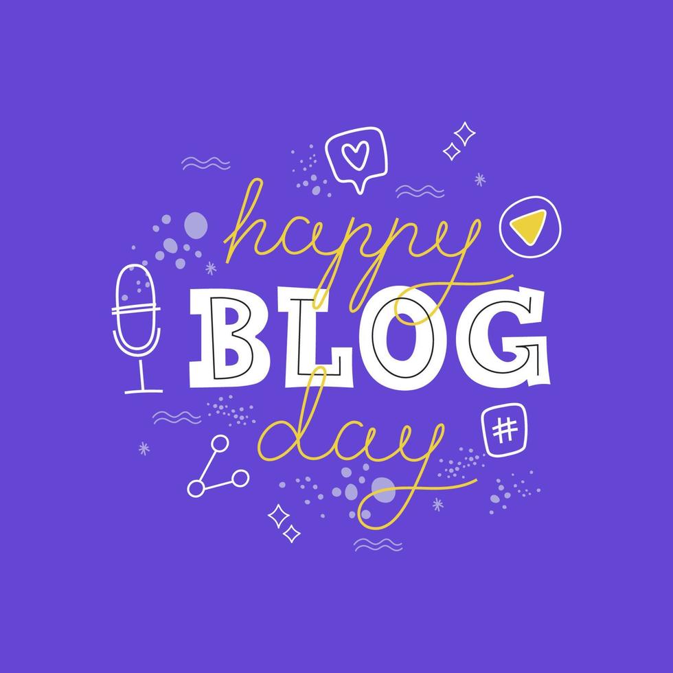 Happy Blog Day Vektor-Schriftzug. Blog-Management, Bloggen und Schreiben für Websites. konzeptplakat für soziale netzwerke, werbung, banner. einfach editierbar für Ihr Design. vektor