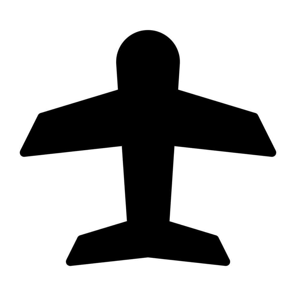 glyf flygplan ikon på vit bakgrund vektor