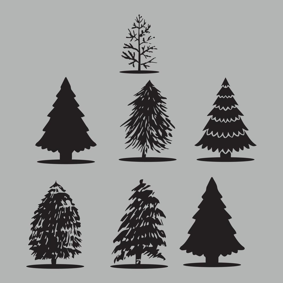 weihnachtsbaum oder weihnachtsbaumsilhouette vektor