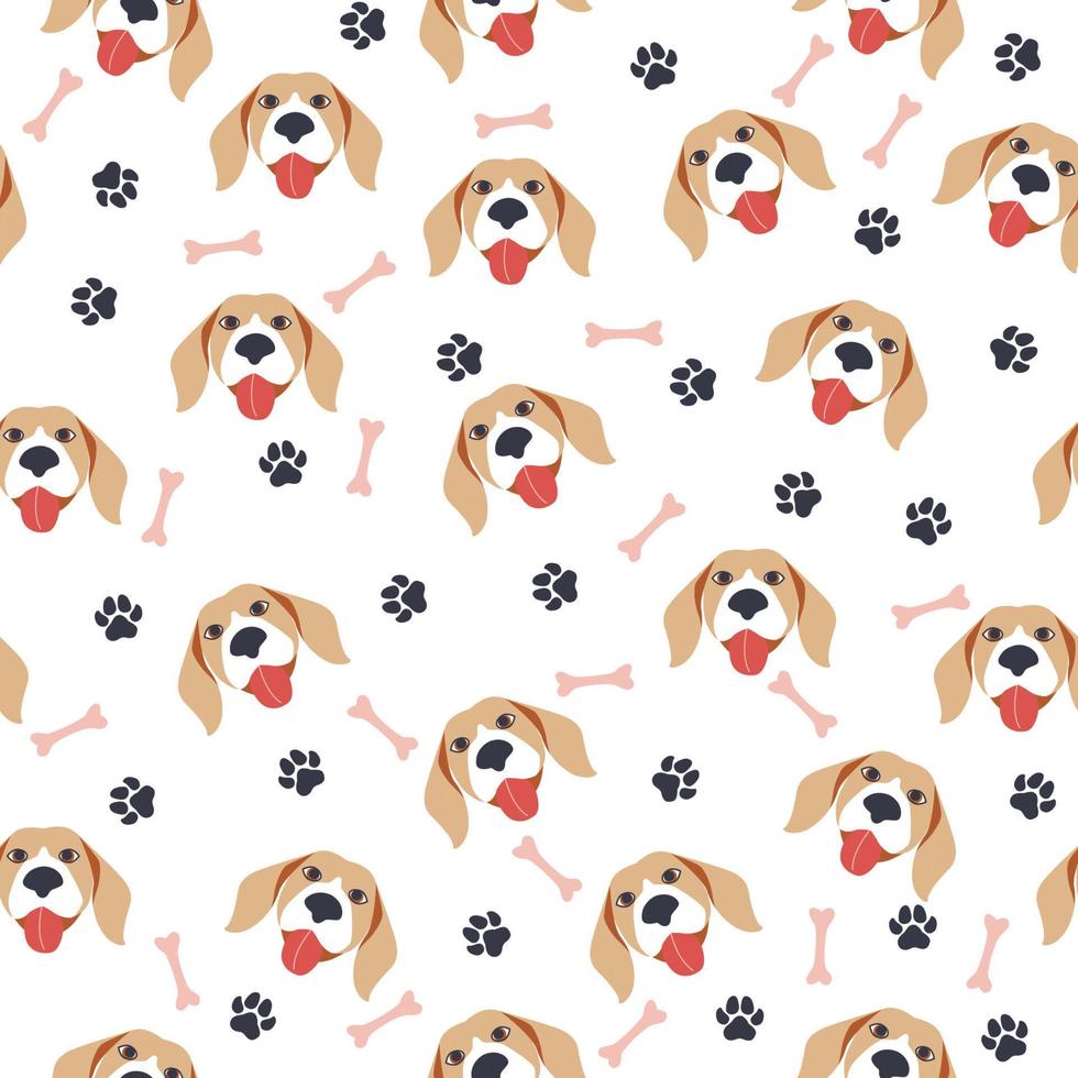 Nahtlose Muster mit niedlichen Cartoon-Hundemaulkörben. Dalmatiner, Terrier, Bulldogge vektor
