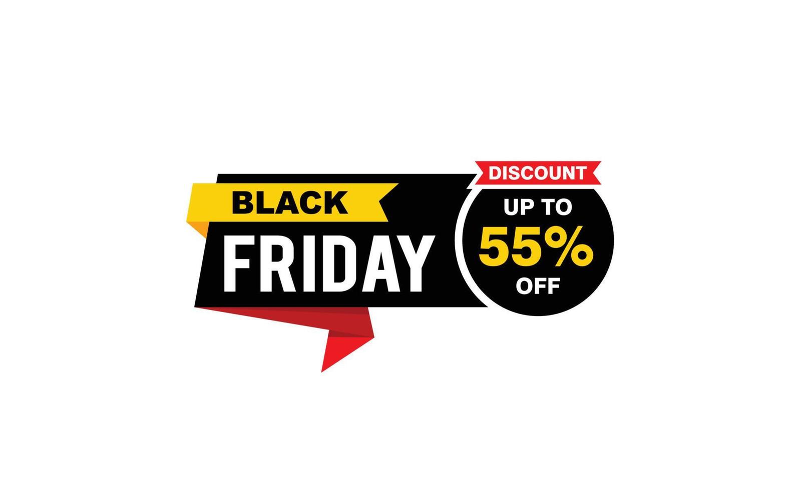 55 Prozent Rabatt Black Friday Angebot, Räumung, Werbebanner-Layout mit Aufkleberstil. vektor