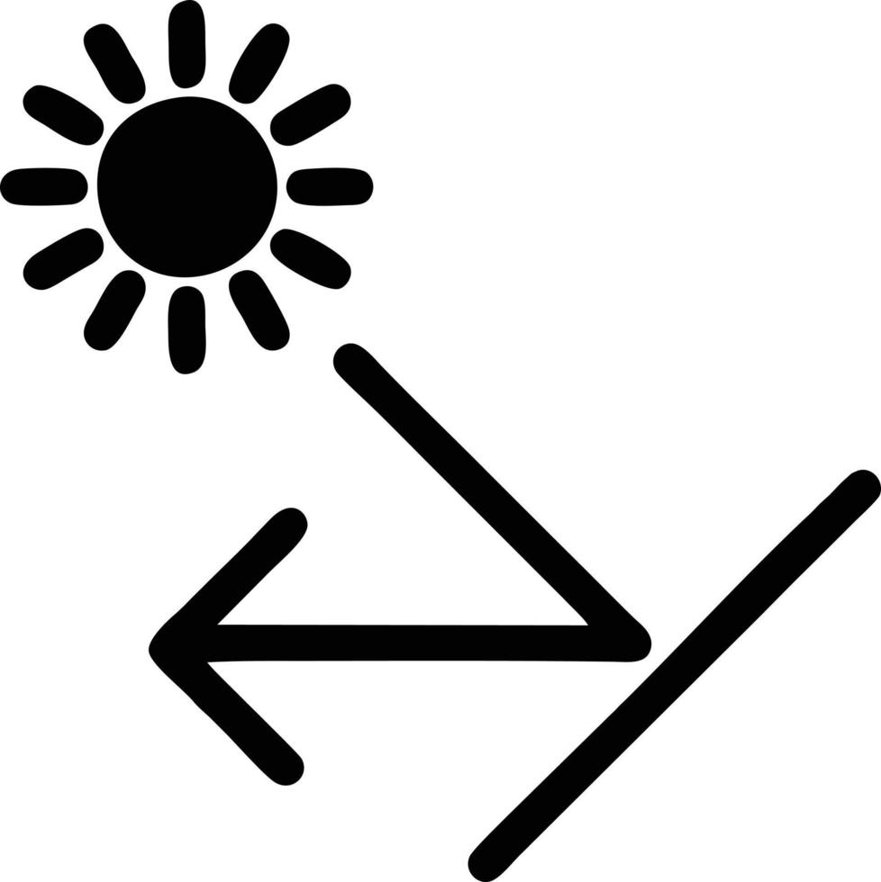 Sonnensymbol auf weißem Hintergrund, Illustration des Sonnensymbolsymbols in Schwarz auf weißem Hintergrund vektor