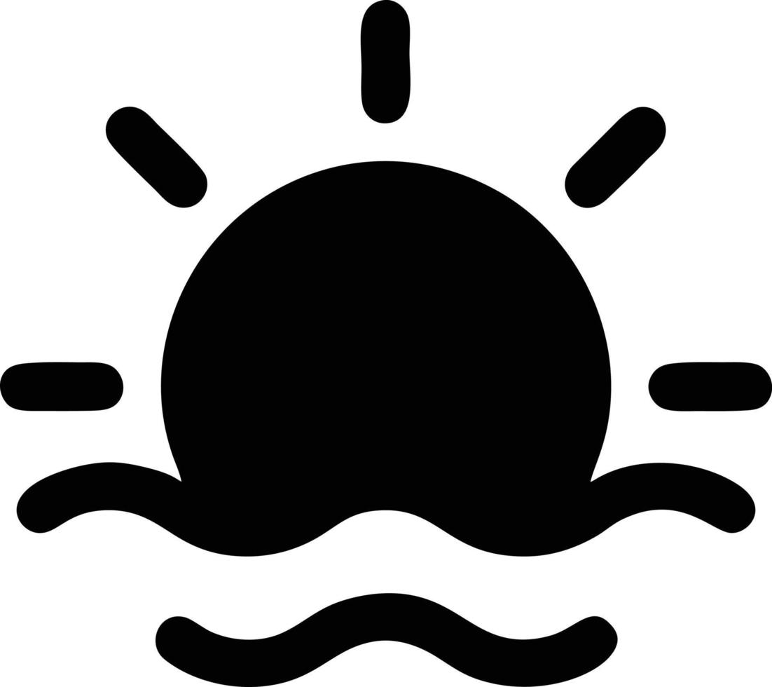 Sonnensymbol auf weißem Hintergrund, Illustration des Sonnensymbolsymbols in Schwarz auf weißem Hintergrund vektor