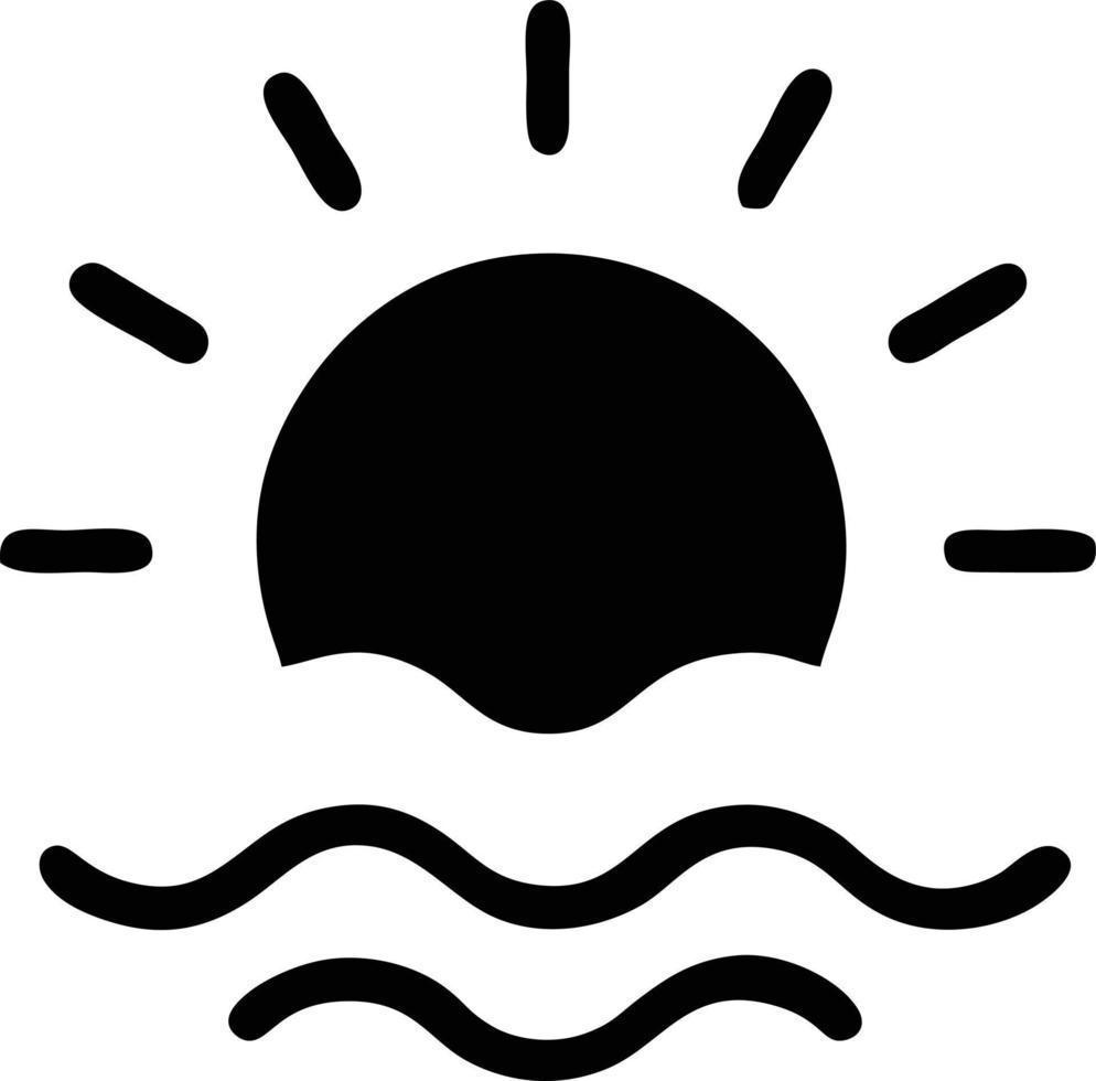 Sonnensymbol auf weißem Hintergrund, Illustration des Sonnensymbolsymbols in Schwarz auf weißem Hintergrund vektor