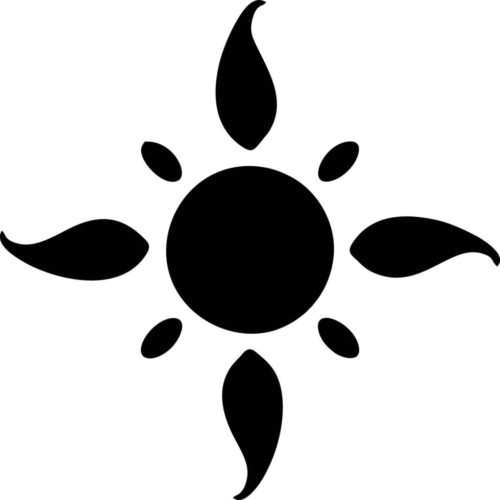 Sol ikon i vit bakgrund, illustration av Sol ikon symbol i svart på vit bakgrund vektor