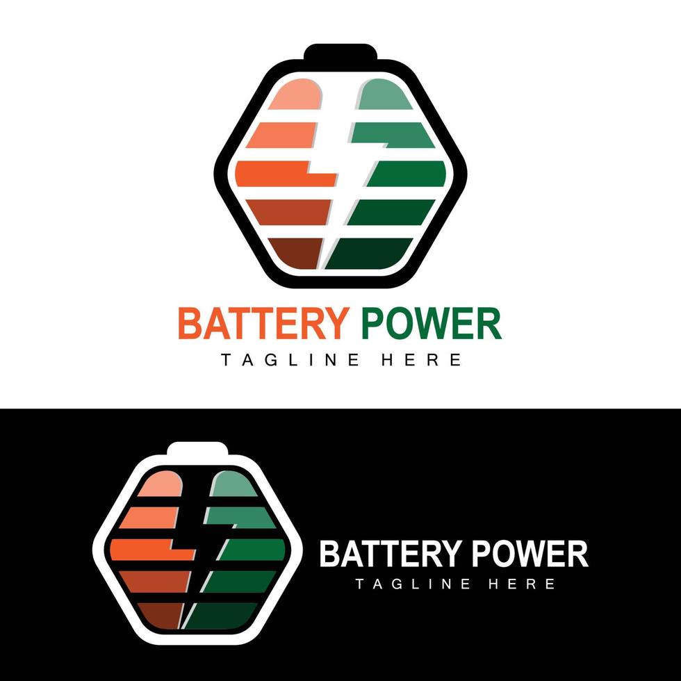 batteri logotyp design, teknologi laddning illustration, företag varumärke vektor