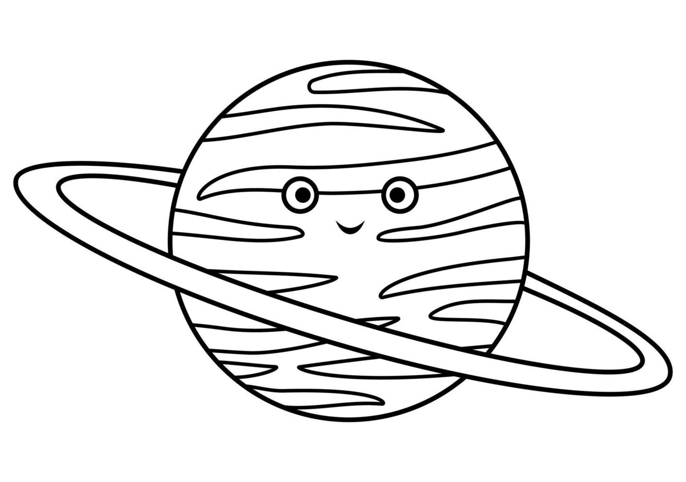 vektor svart och vit planet illustration för barn. översikt leende stjärna ikon isolerat på vit bakgrund. Plats färg sida för barn