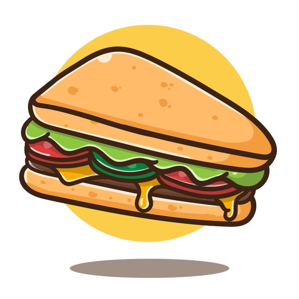 Illustration des niedlichen Cartoon-Sandwich-Vektors gut für Aufkleber vektor