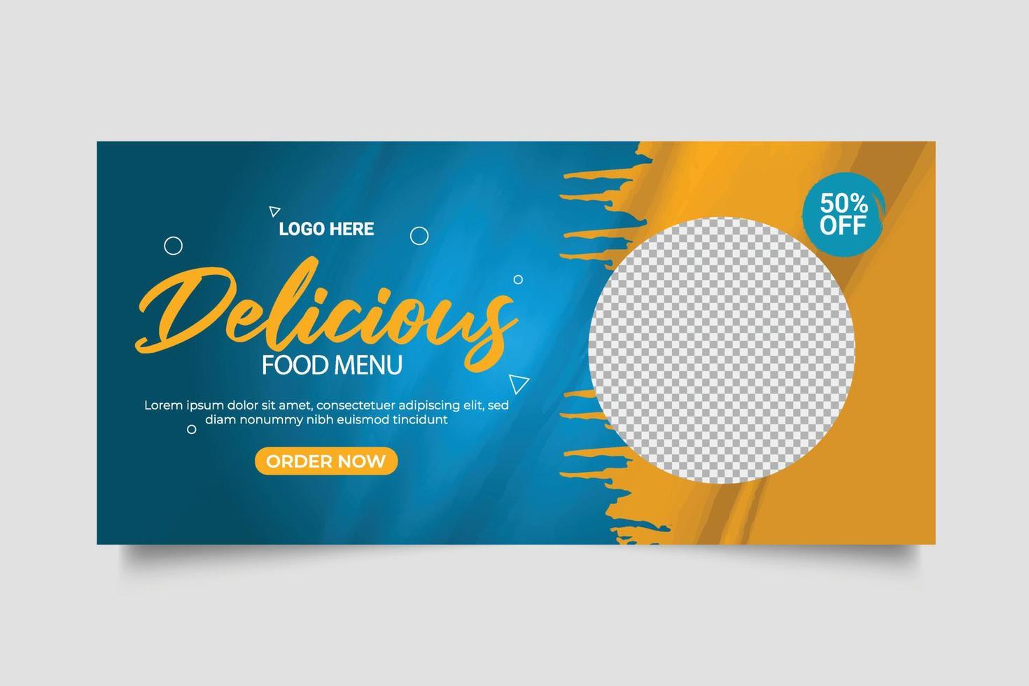 speisekarte web banner social media post mit restaurant social cover banner promotion vorlage vektor