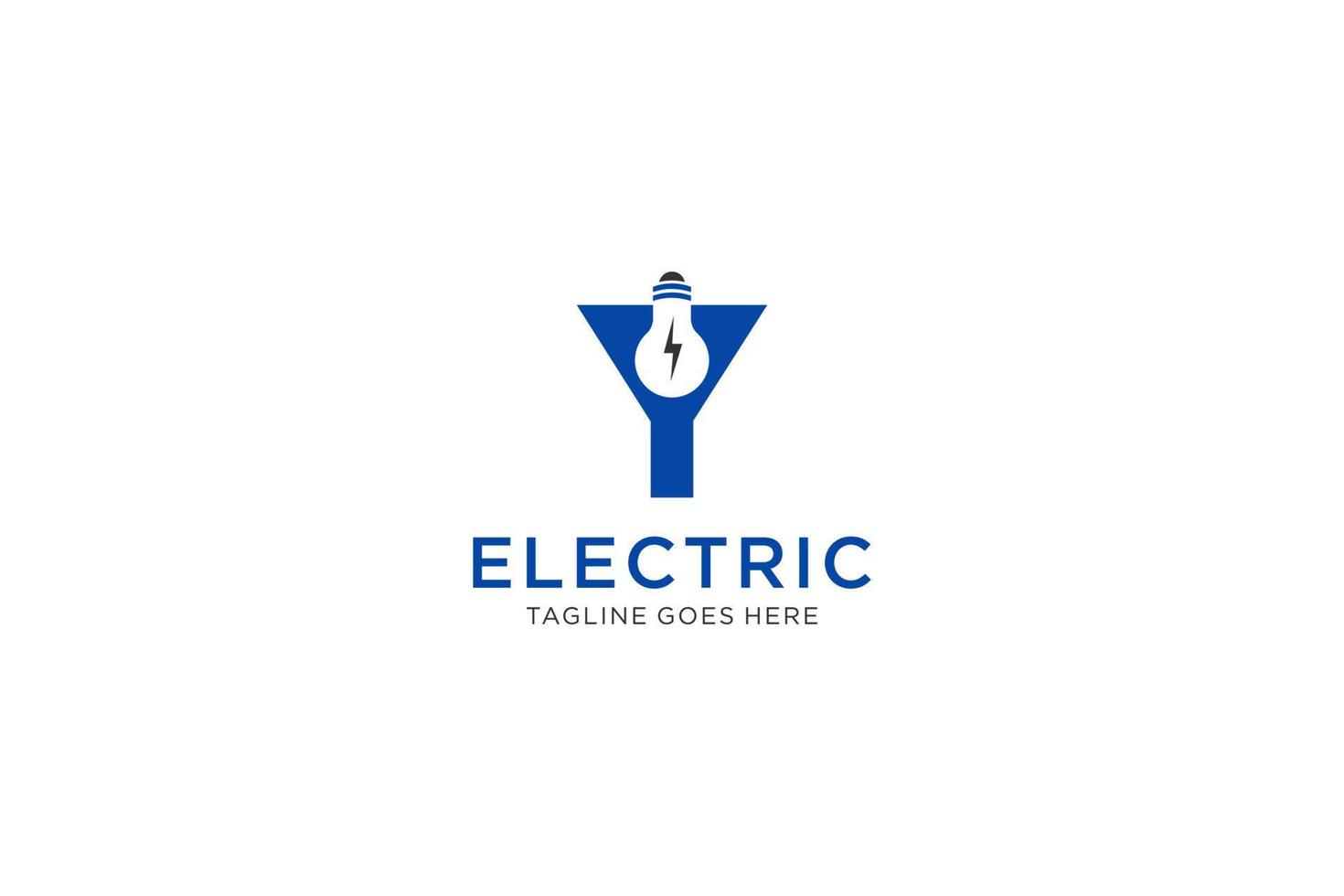 y brev logotyp design med ljus Glödlampa och blixt- bult. elektrisk bult brev logotyp. vektor