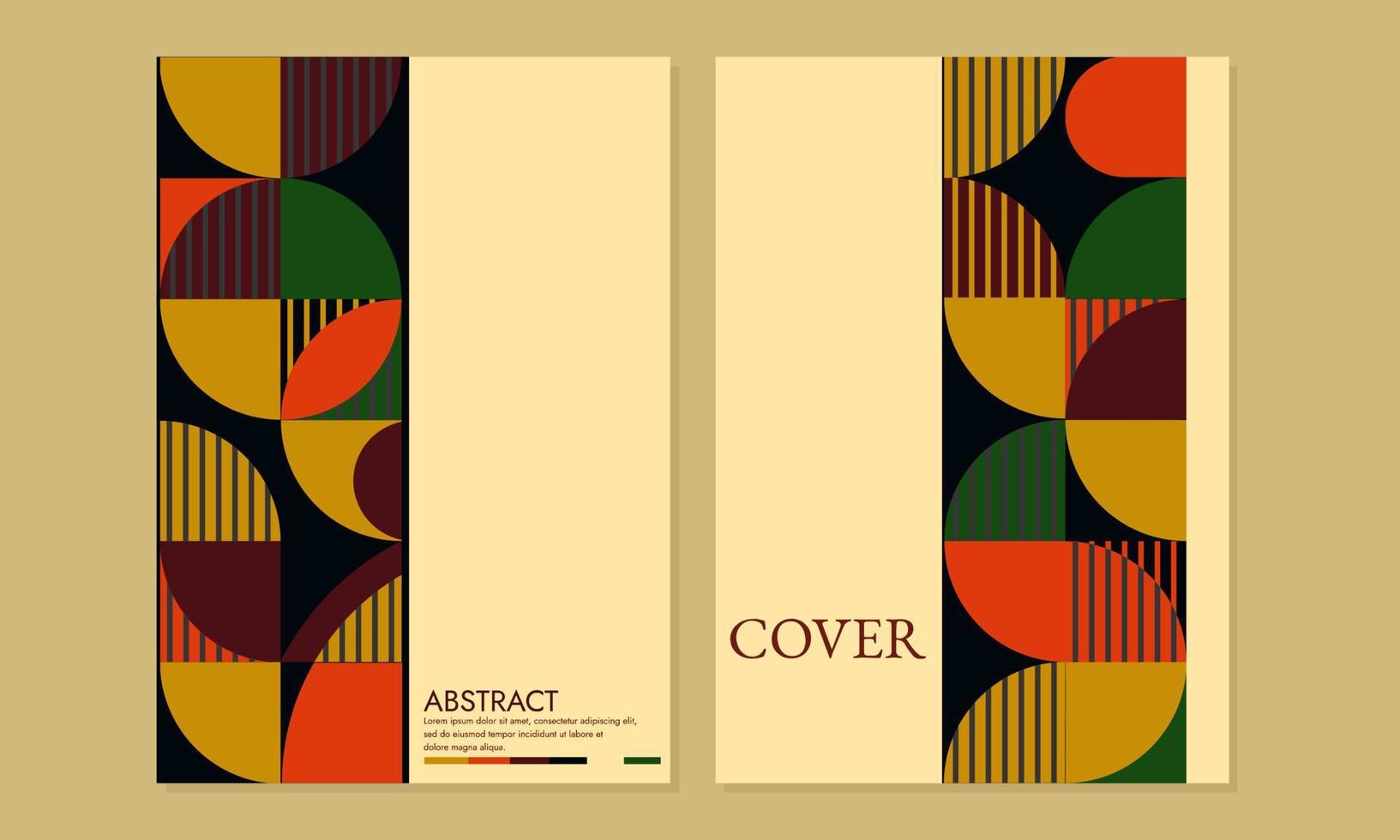 Bauhaus-Kreis-Retro-Cover-Design-Set. abstrakter geometrischer Hintergrund. A4-Format für Poster, Kataloge, Zeitschriften, Jahresbücher, Notizbücher vektor