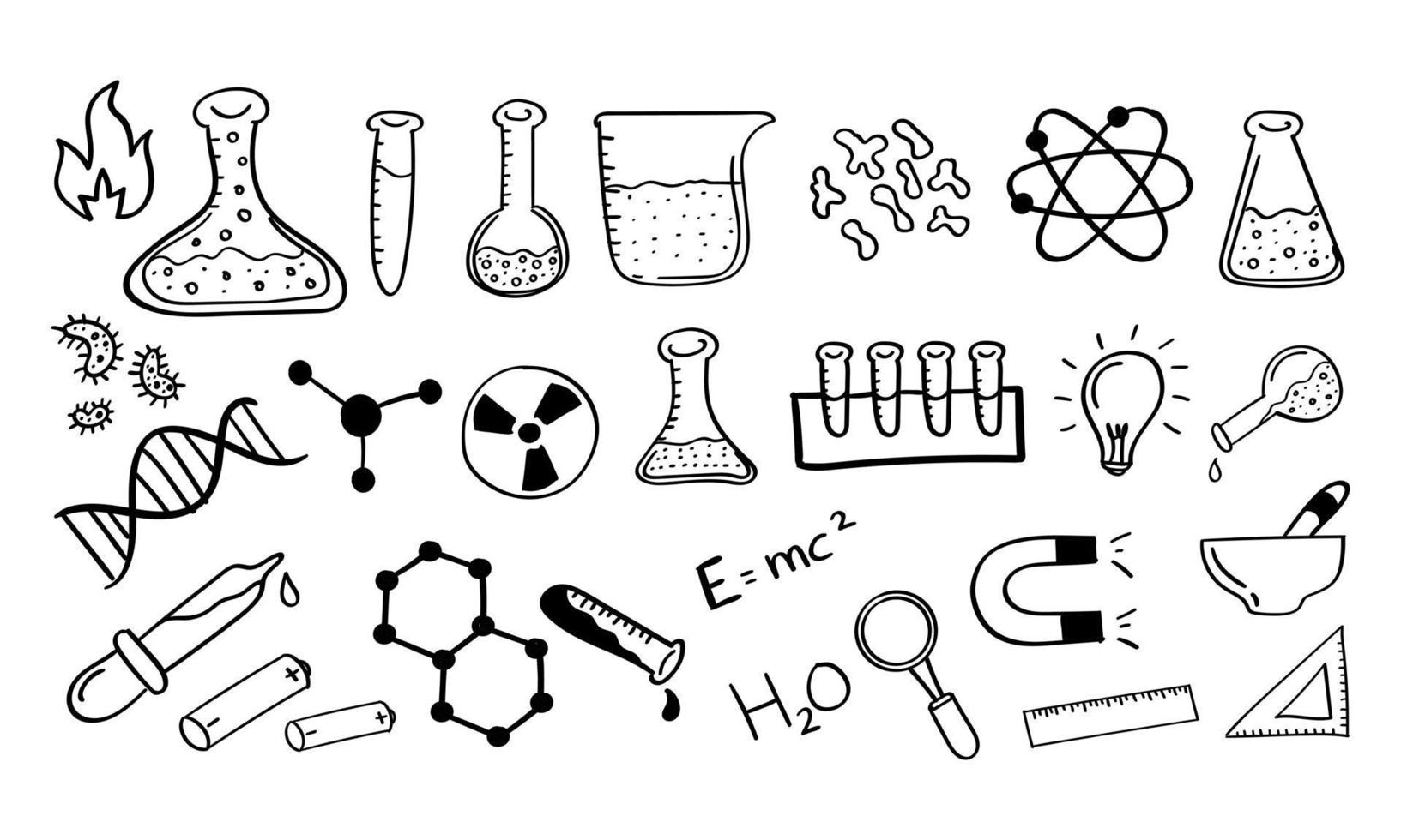hand gezeichnete chemie- und wissenschaftsikone vektor