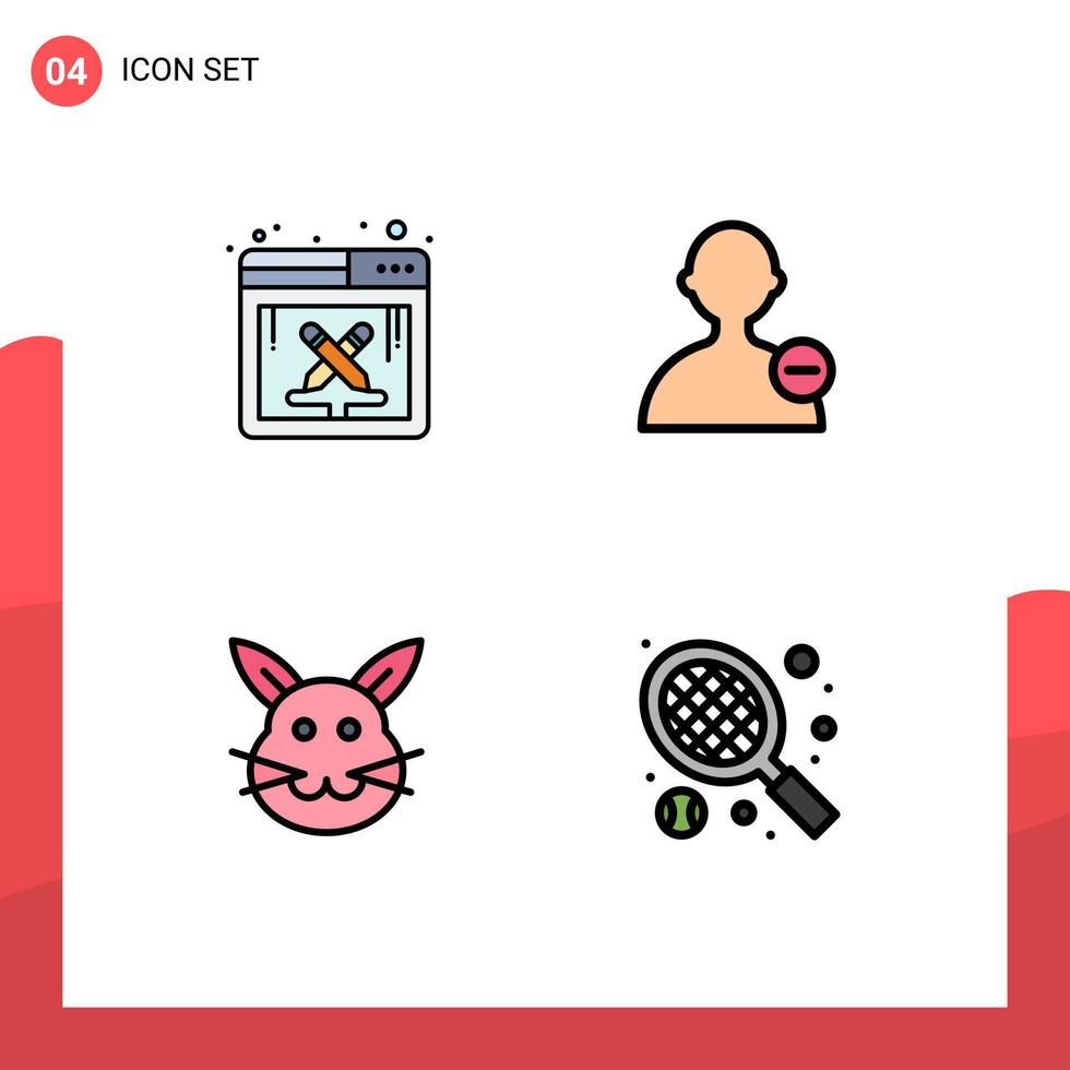 satz von 4 modernen ui symbolen symbole zeichen für design osterarbeit benutzerschläger editierbare vektordesignelemente vektor