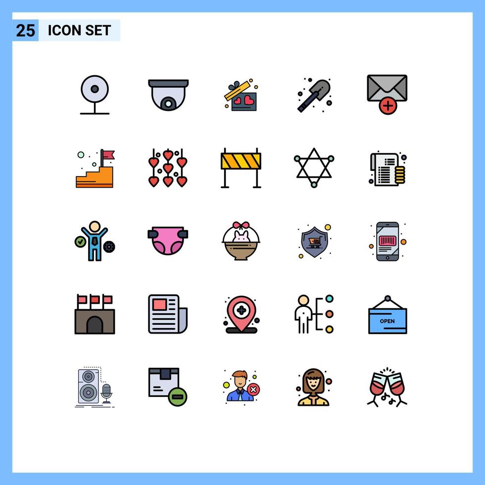 stock vektor ikon packa av 25 linje tecken och symboler för ny post gåva skyffel konstruktion redigerbar vektor design element