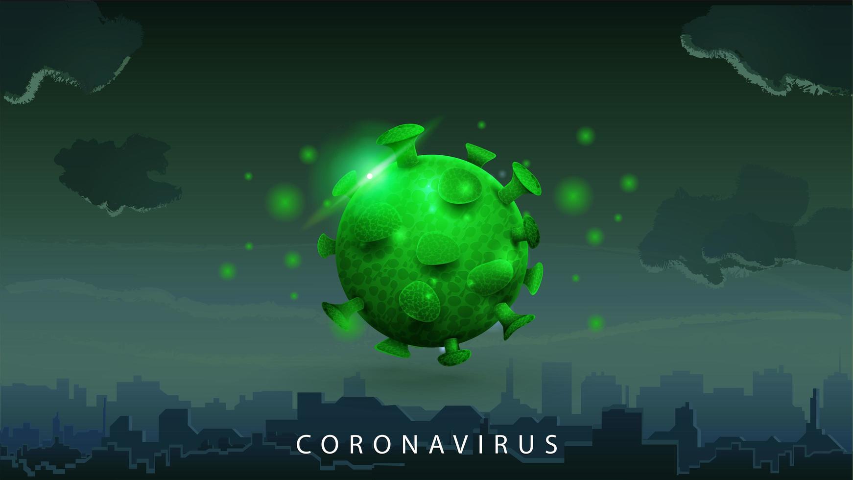 tecken på coronavirus covid-2019 på mörk bakgrund vektor