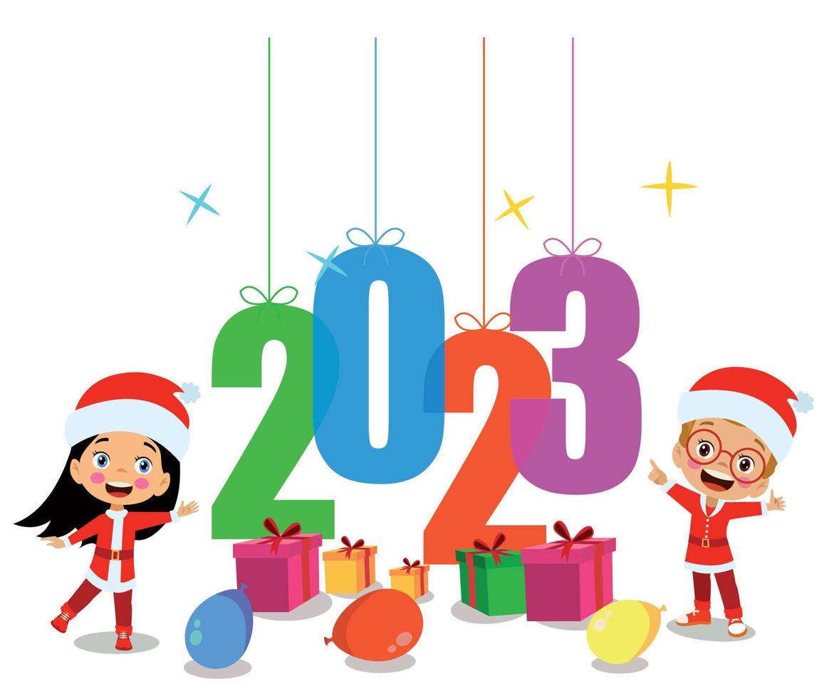 Neues Jahr und glückliche Kinder vektor