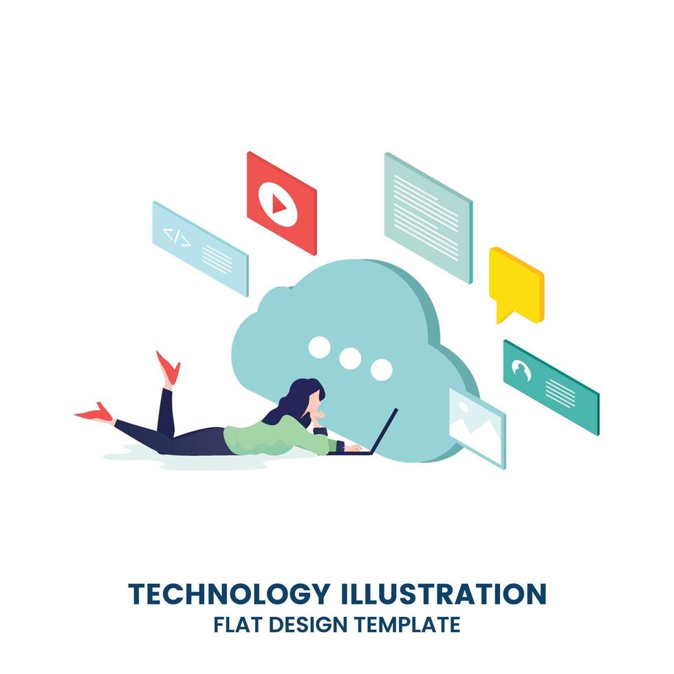 Cloud-Computing- und Cloud-Informationssicherheitskonzept. flache Vektor moderne Illustration