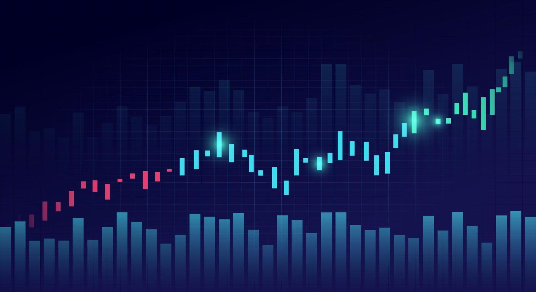 Business-Candle-Stick-Diagramm des Börseninvestitionshandels auf blauem Hintergrund. bullischer Punkt, Trend des Diagramms. eps10-Vektorillustration vektor
