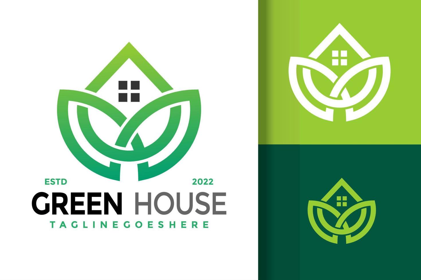 grünes Haus-Logo-Design, Markenidentitäts-Logos-Vektor, modernes Logo, Logo-Designs-Vektor-Illustrationsvorlage vektor