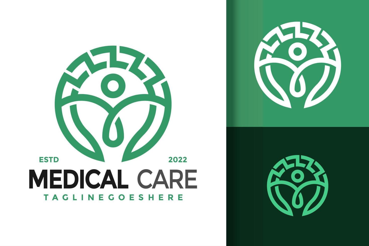 medicinsk människor vård logotyp design, varumärke identitet logotyper vektor, modern logotyp, logotyp mönster vektor illustration mall