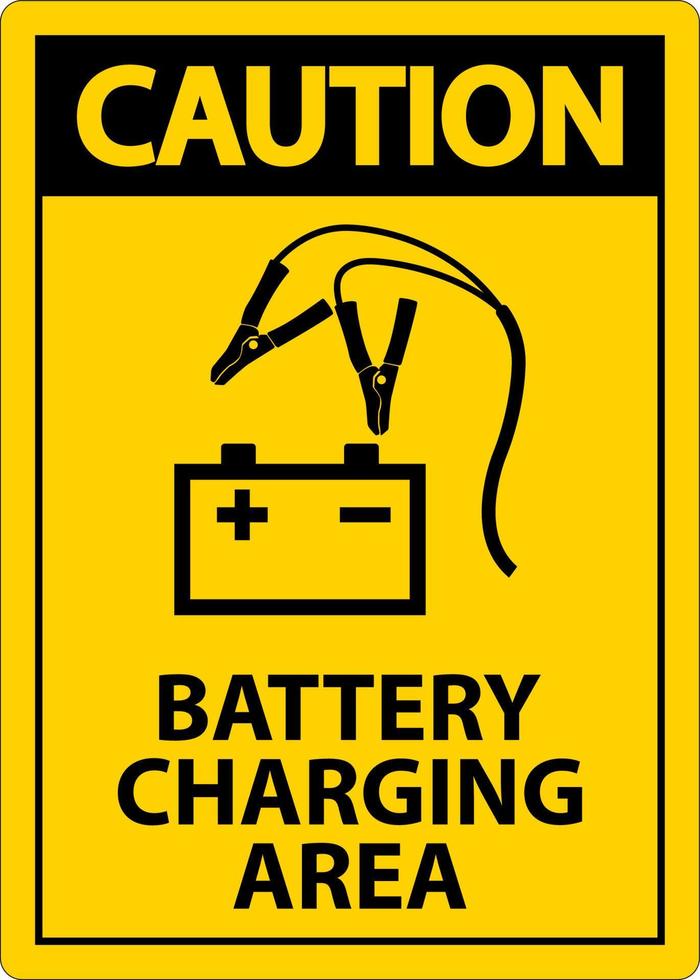 Vorsicht Batterieladebereich Zeichen auf weißem Hintergrund vektor