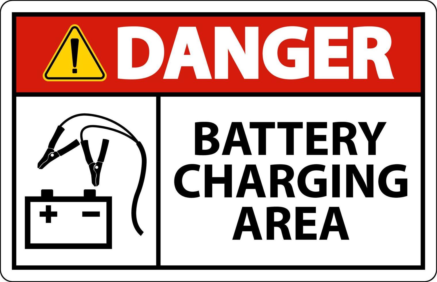 Gefahr Batterieladebereich Schild auf weißem Hintergrund vektor